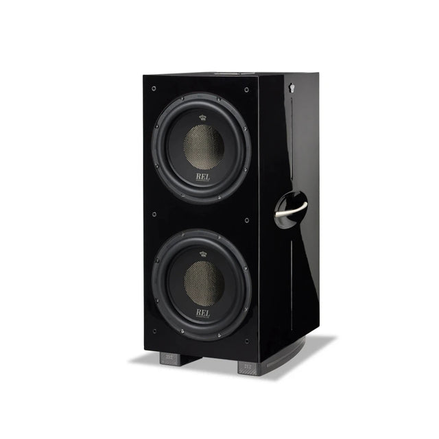 REL 212 Black Label, 12" aktyvi žemų dažnių garso kolonėlė, 1000 W