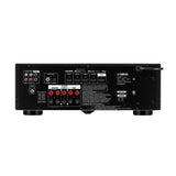 Yamaha RX-300A - Galinė panelė su daugybe jungčių ir logotipais