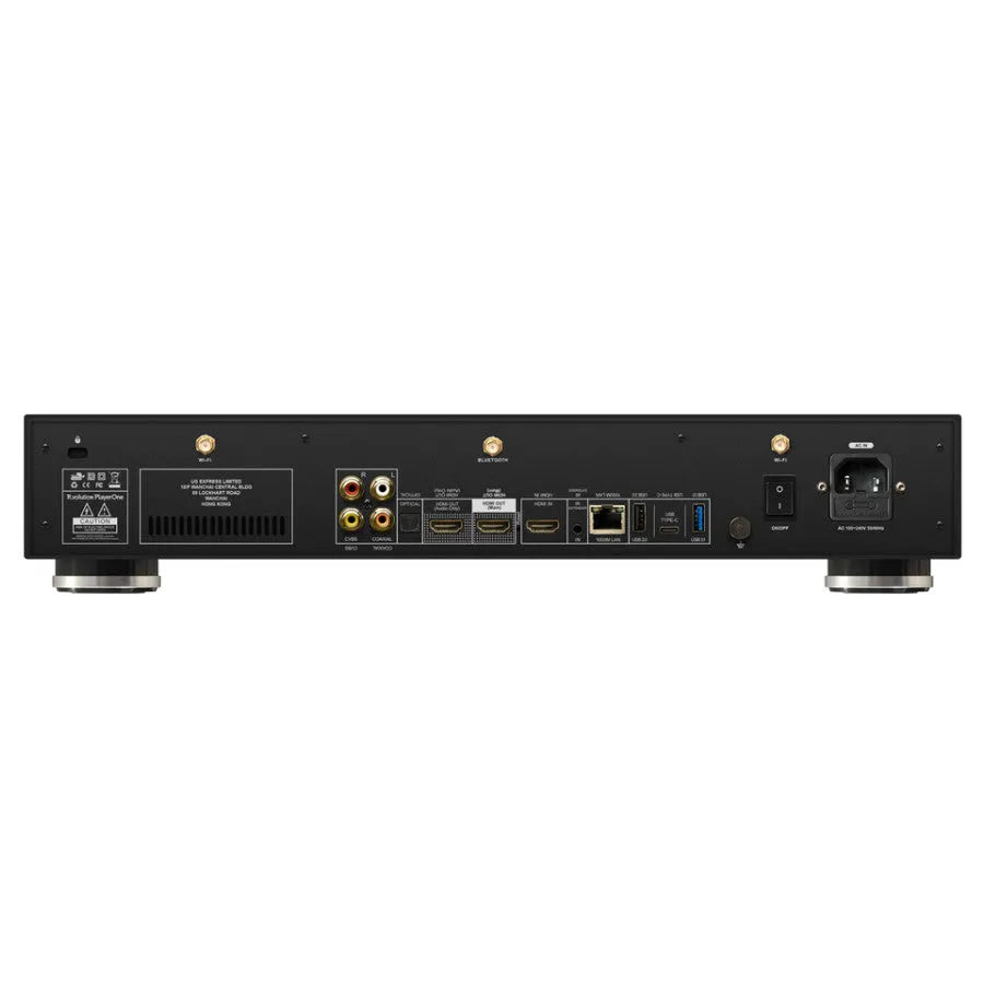 R_volution PlayerOne 4K UHD media player, tinklo grotuvas su Dolby Atmos - galinė panelė su daugybe jungčių
