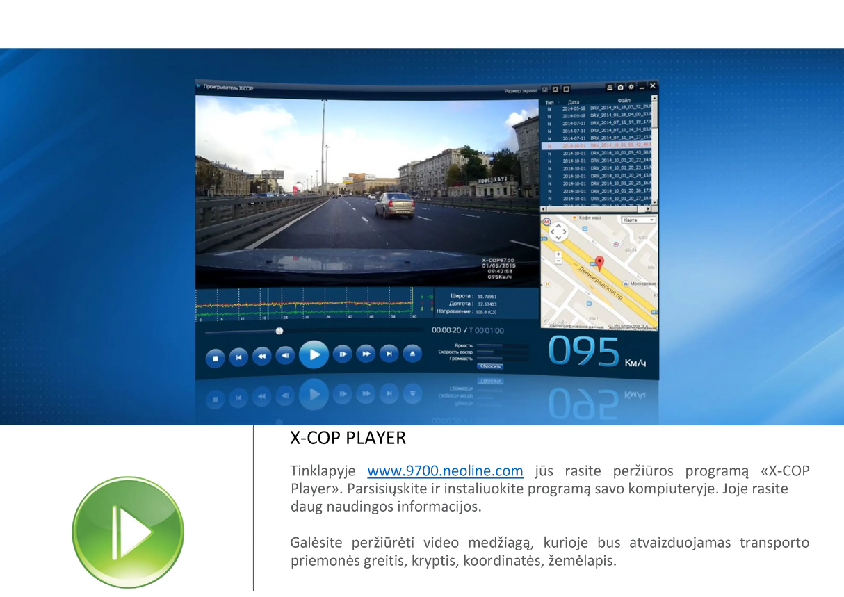 Radaro detektorius-Vaizdo registratorius Neoline X-COP 9700 LT kalba (+nemokamas montavimas)