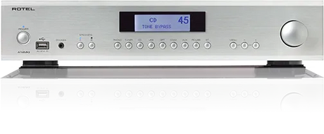 Rotel A14MKII, integruotas stereo stiprintuvas - Priekinė panelė su mygtukais ir ekranėliu