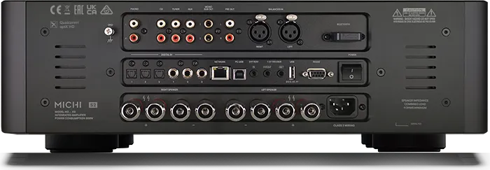 Rotel Michi X3 Series 2, integruotas stereo stiprintuvas - Galinė panelė su daugybe jungčių