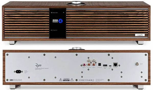 Ruark R410, integruota išmani muzikos sistema/kolonėlė - galinė panelė su jungtimis ir etiketėmis