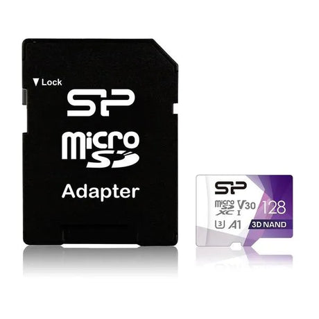 SILICON POWER Micro SDXC 128GB UHS-I U3 V30, atminties kortelė su adapteriu
