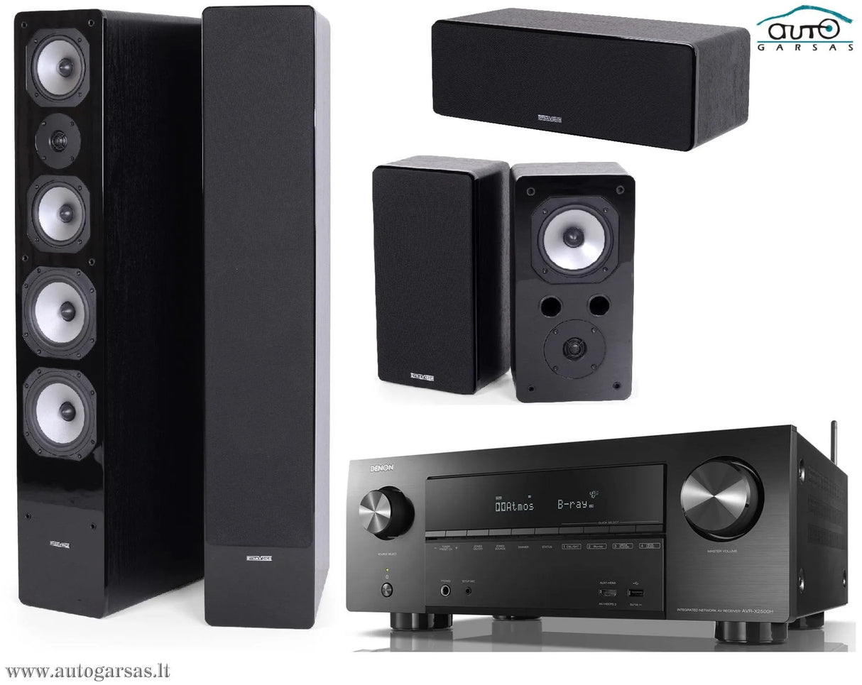 SM Namų kino komplektas - stiprintuvas Denon AVR-X2500H , su kolonėlėm Dynavoice Challenger M-65, C-5, S-5 EX (v.4)