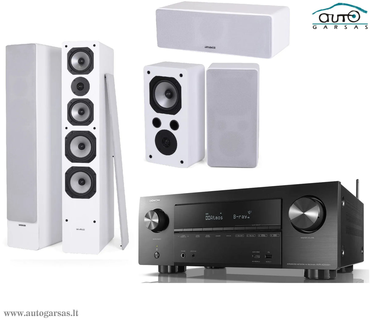SM Namų kino komplektas - stiprintuvas Denon AVR-X2500H , su kolonėlėm Dynavoice Challenger M-65, C-5, S-5 EX (v.4)