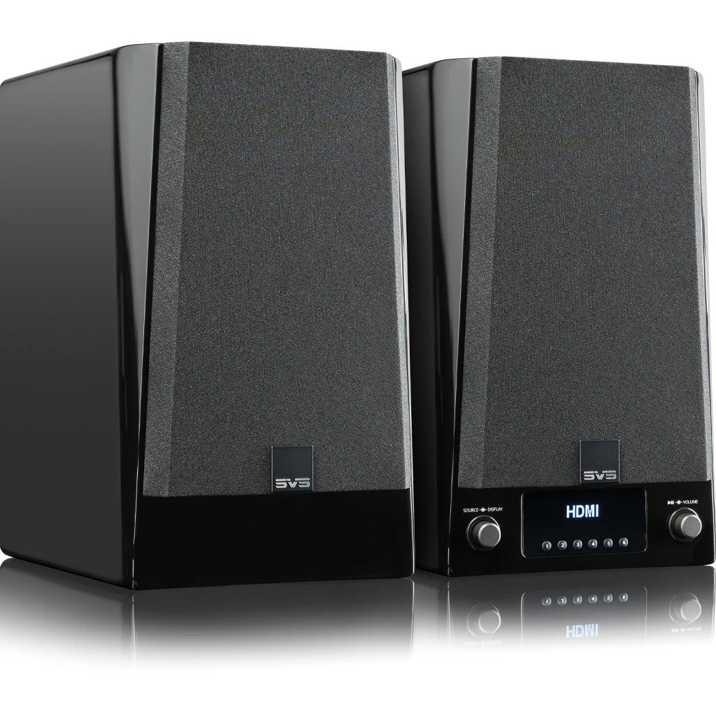 SVS Prime Wireless Pro, aktyvios kolonėlės - priekinė panelė su ekranu ir valdikliais