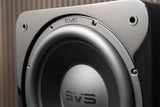 SVS SB-3000 R|Evolution, aktyvi žemų dažnių garso kolonėlė, 1200W - Garsiakalbio detalus vaizdas su logotipais