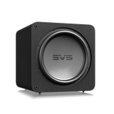 SVS SB17-Ultra R|Evolution, aktyvi žemų dažnių garso kolonėlė - Šoninis vaizdas su kampu ir garsiakalbiu