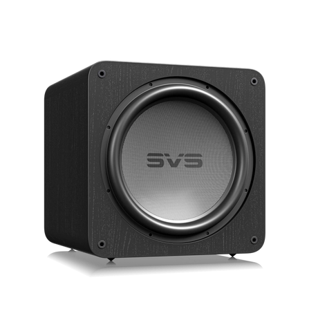 SVS SB17-Ultra R|Evolution, aktyvi žemų dažnių garso kolonėlė - Šoninis vaizdas su kampu ir garsiakalbiu