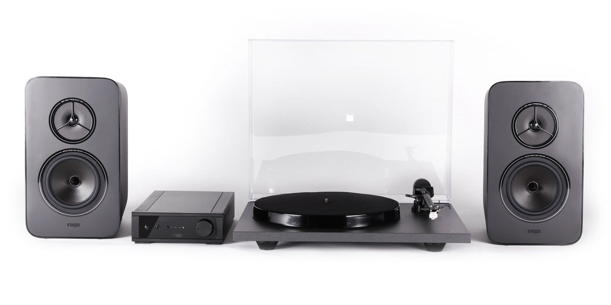 Rega SYSTEM ONE, patefono, lentyninių garso kolonėlių bei integruoto stiprintuvo komplektas