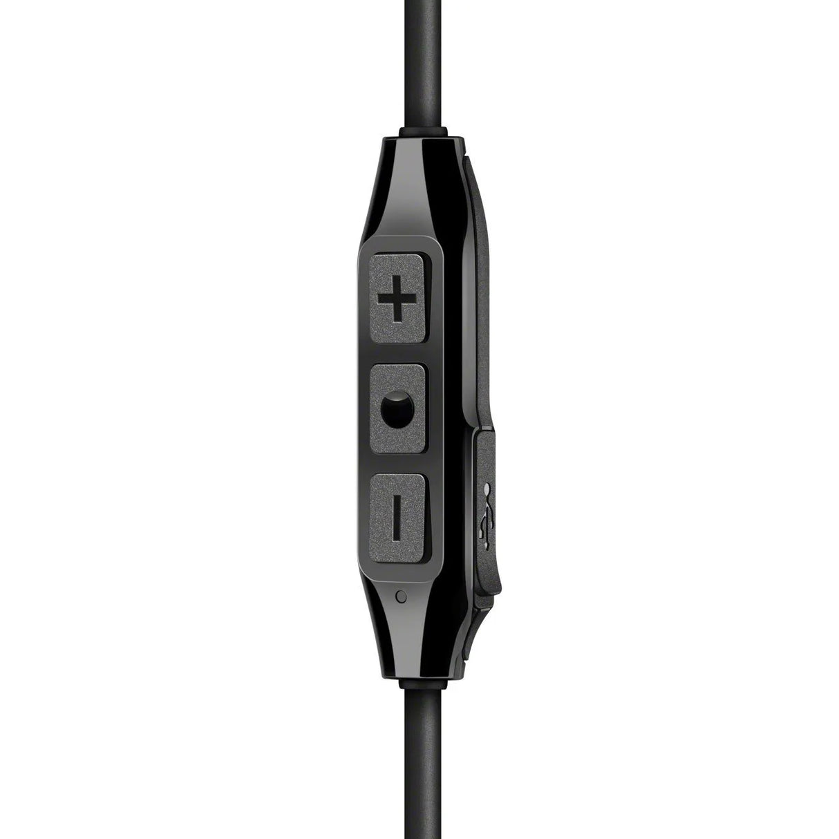 Sennheiser Momentum Free, In-Ear belaidės ausinės - valdymo mygtukai ir USB jungtis iš arti