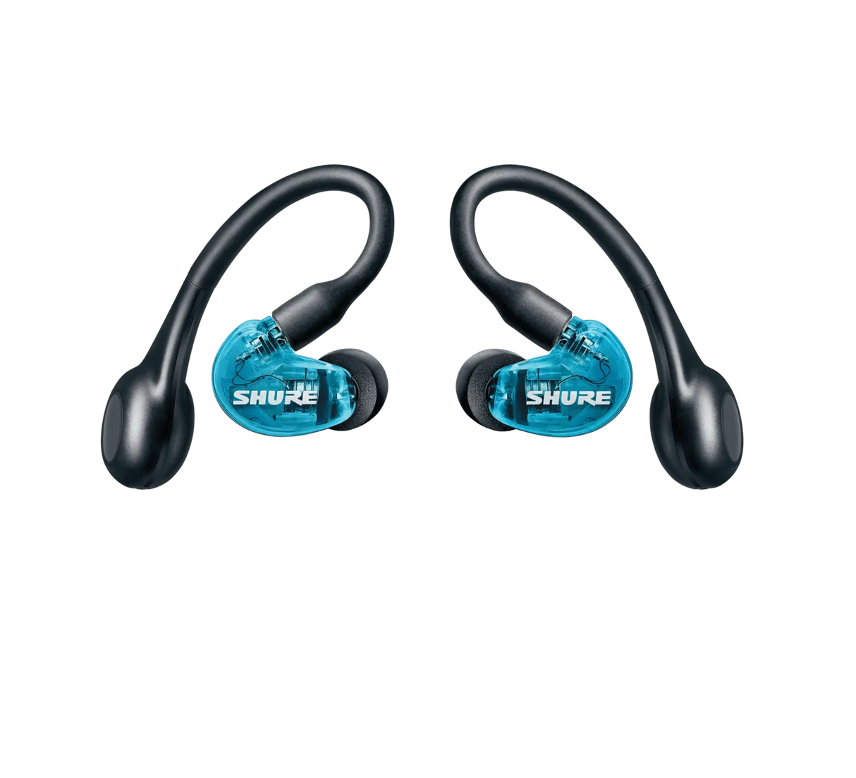 Shure AONIC 215 TRUE WIRELESS, Belaidės ausinės (įvairių spalvų) - Permatomi mėlyni ausinių korpusai