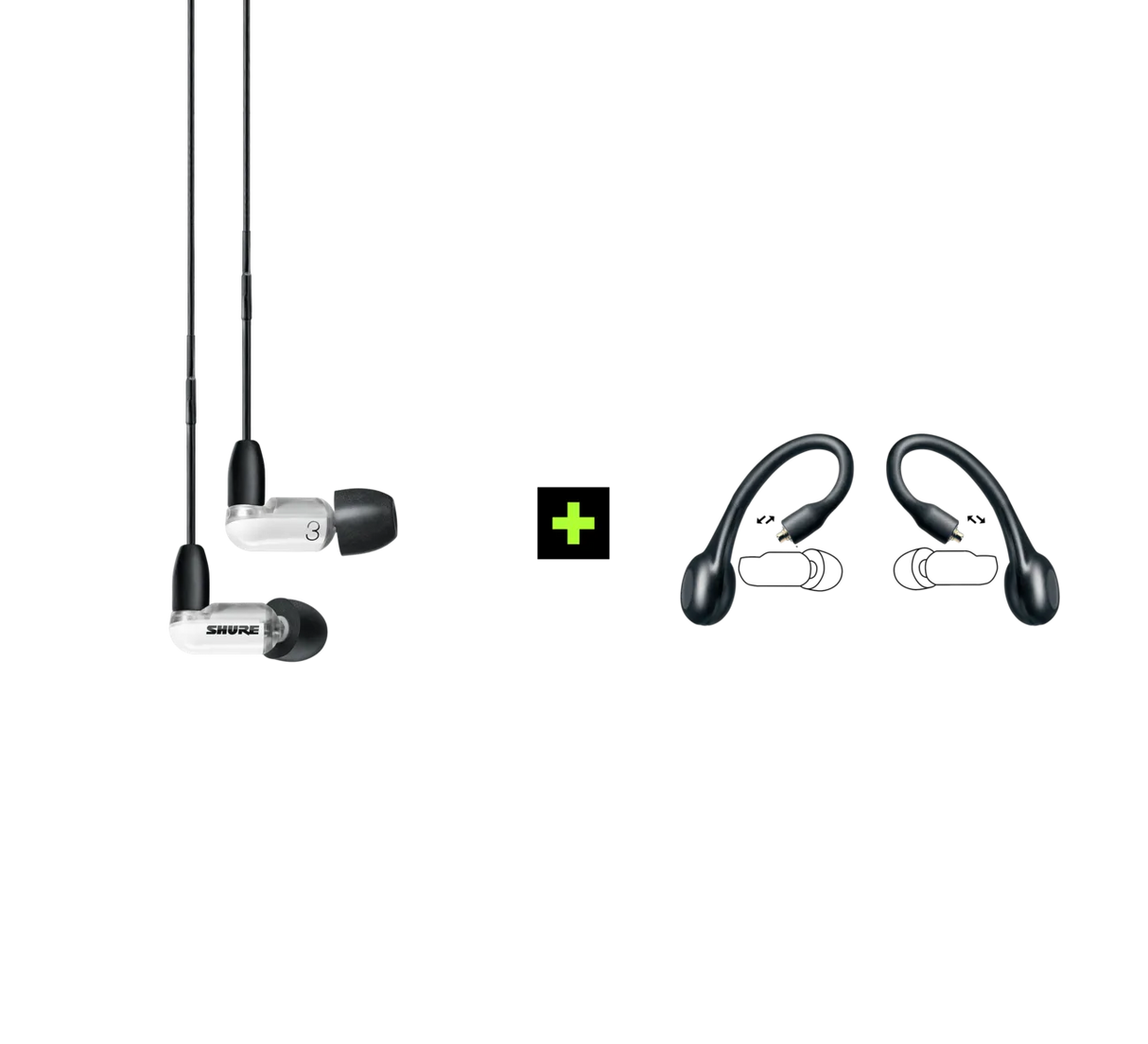 Shure AONIC 3 TRUE WIRELESS EARPHONE BUNDLE, Ausinių ir belaidžių ausi - ausinės su laidais ir belaidžiai adapteriai
