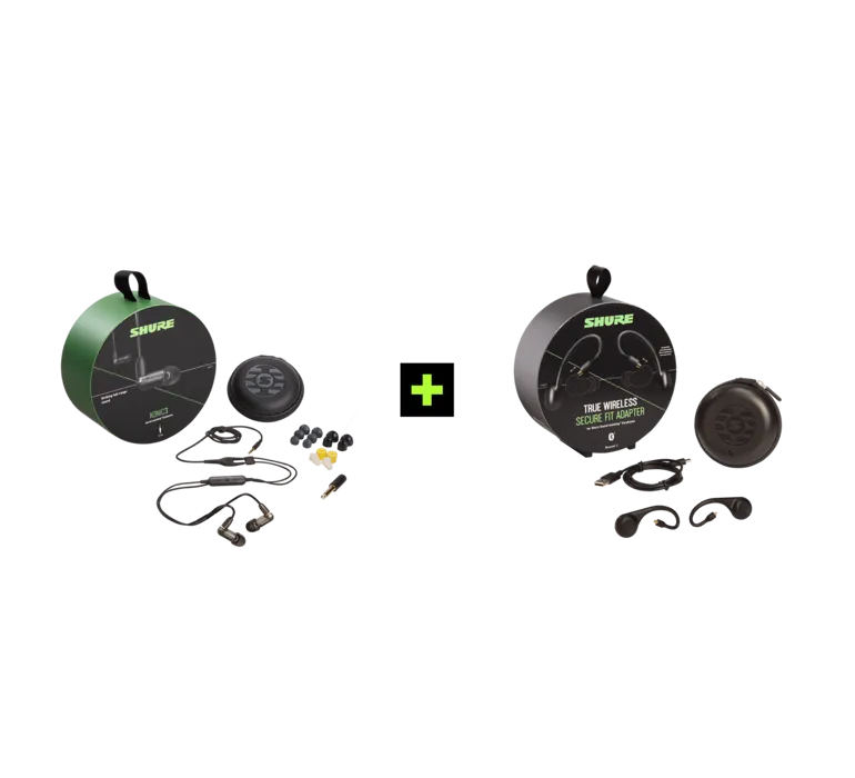 Shure AONIC 3 TRUE WIRELESS, belaidžių In-Ear tipo ausinių rinkinys su - Du skirtingi ausinių komplektai su priedais