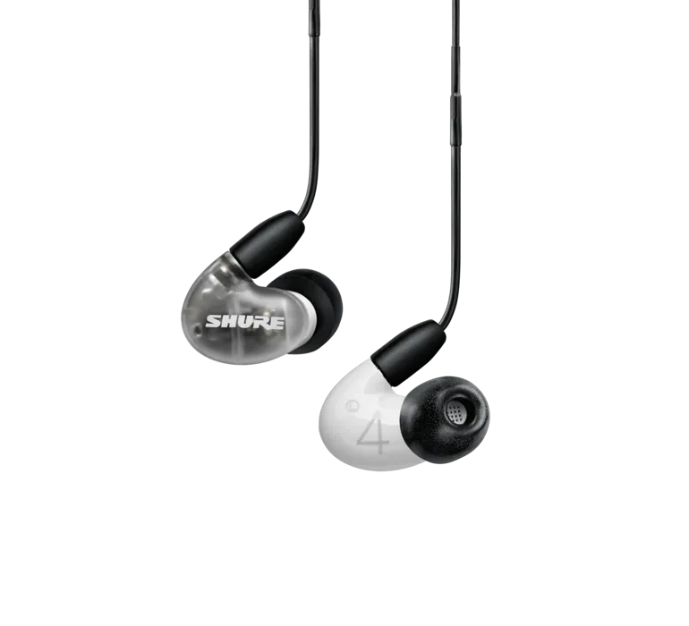 Shure AONIC 4, In-Ear tipo ausinės su išorinių garsų slopinimo funkcij - Ausinių šoninis vaizdas su logotipu