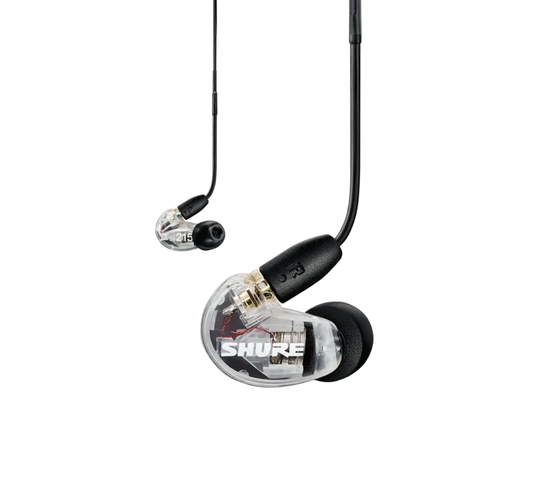 Shure SE215 WIRELESS, belaidės In-Ear tipo ausinės su išorinių garsų s - permatomi korpusai su vidinėmis detalėmis