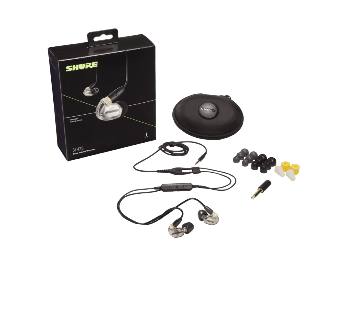 Shure SE425, į ausį įkišamos ausinės - viskas kas sudaro komplektą su ausinėmis