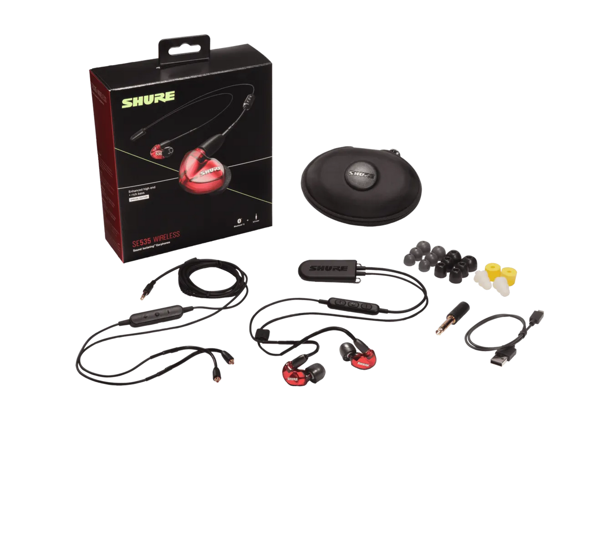 Shure SE535, Belaidės ausinės (įvairių spalvų) - Visos komplektuojančios dalys ir ausinės
