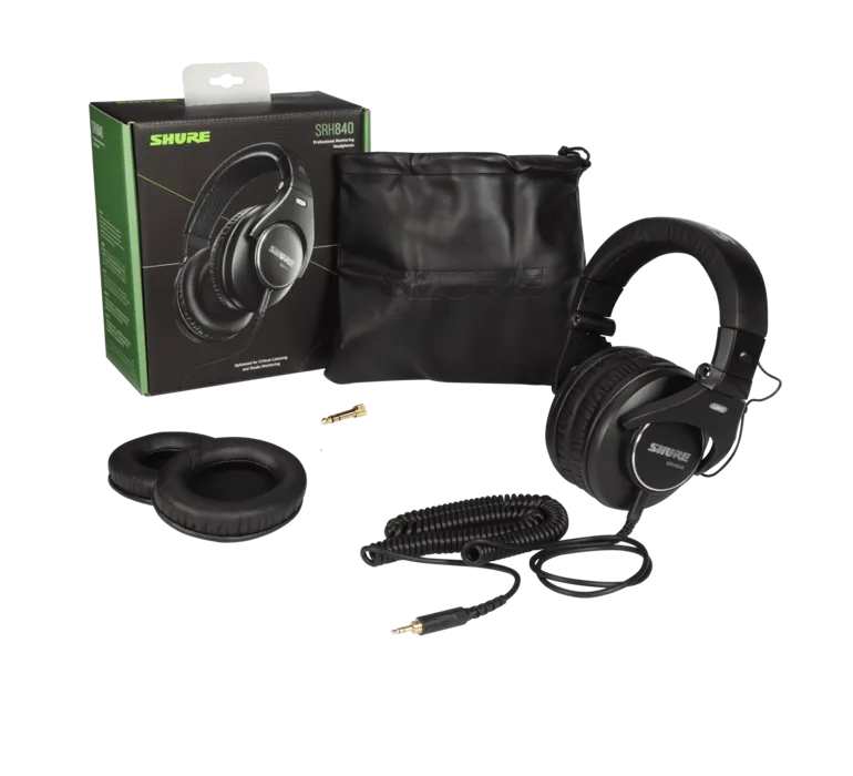 Shure SRH840, profesionalios monitorinės On-Ear tipo ausinės - viskas komplekte su dėklu ir laidu