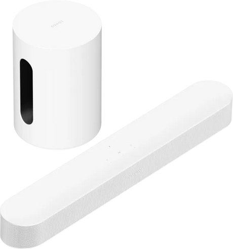 Sonos Beam (Gen2) soundbar'o ir Sonos SUB Mini, žemų dažnių garso kolonėlės komplektas (įvairių spalvų)