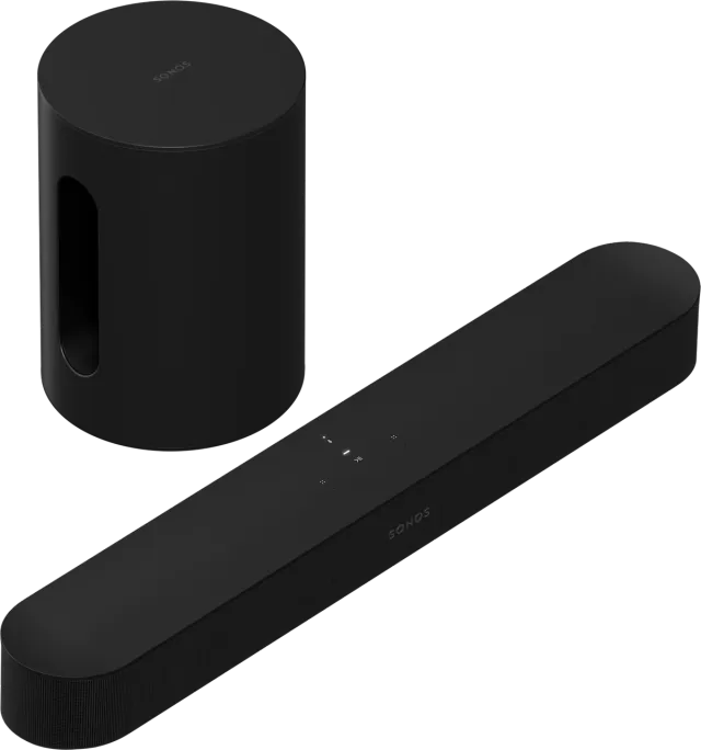Sonos Beam (Gen2) soundbar'o ir Sonos SUB Mini, žemų dažnių garso kolonėlės komplektas (įvairių spalvų)
