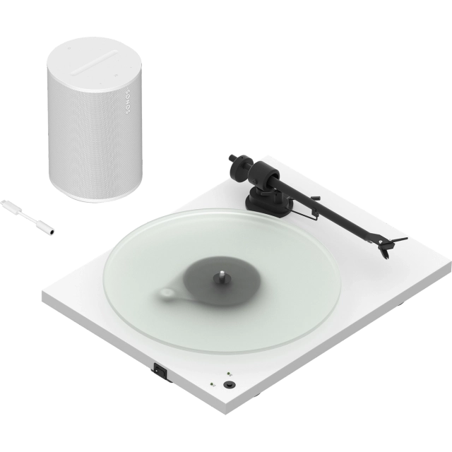 Sonos Pro-Ject T1, Era 100 belaidė kolonėlė ir Line-In adapteris, patefonas - balta belaidė kolonėlė ir patefonas