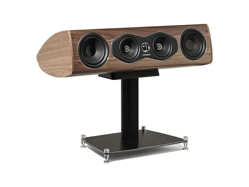 Sonus Faber OLYMPICA NOVA CII, centrinė garso kolonėlė (įvairių spalvų) - Šoninis vaizdas su medžio raštu ir garsiakalbiais