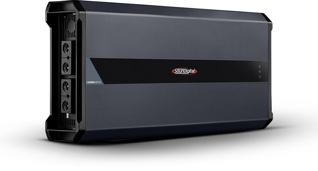 SounDigital 12000.1 EVO 4.0 - 2 Ohm - galingos jungtys ir indikatoriai šone