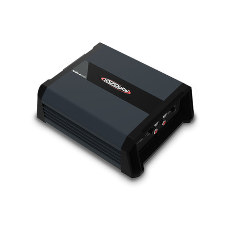 SounDigital 1200.4 EVO 4.0 - 2ohm - šoninis vaizdas su jungtimis ir logotipu