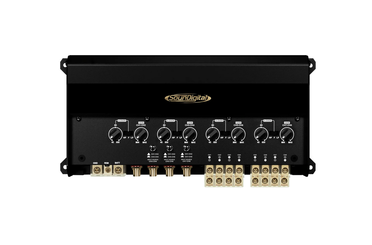 SounDigital 2000.8 GAN FOUNDERS EDITION - 4ohm - galinė panelė su jungtimis ir valdikliais