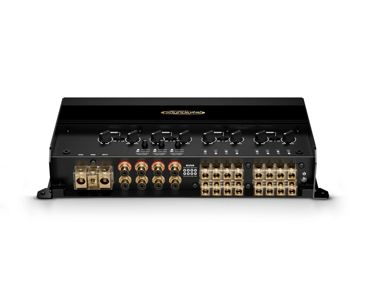 SounDigital 2000.8 GAN FOUNDERS EDITION - 4ohm - Galinė panelė su jungtimis ir valdymo rankenėlėmis