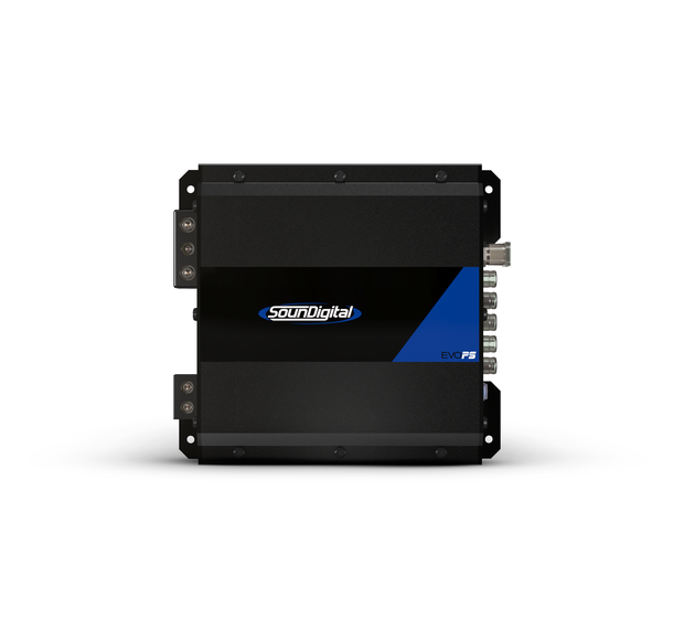 SounDigital SD1200.1-4 EVOPS 4 ohm - šoninė panelė su jungtimis ir logotipu
