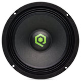 SoundQubed QP-MR8 - Garsiakalbio priekis su žaliu logotipu centre