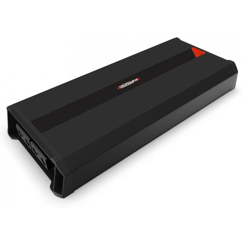 Soundigital 12000.1 EVOX 2ohm - šoninis vaizdas su jungtimis ir logotipu