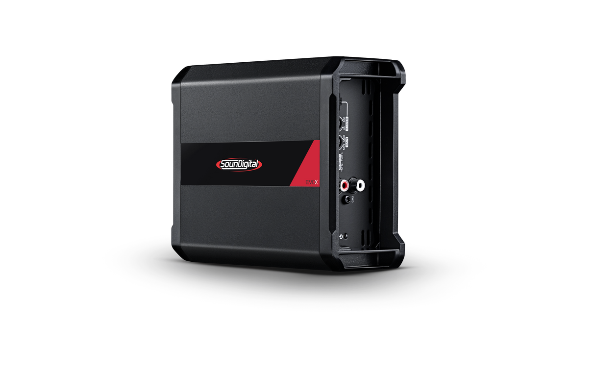 Soundigital 1200.2 EVOX 2 ohm - galinė panelė su jungtimis ir valdymo elementais