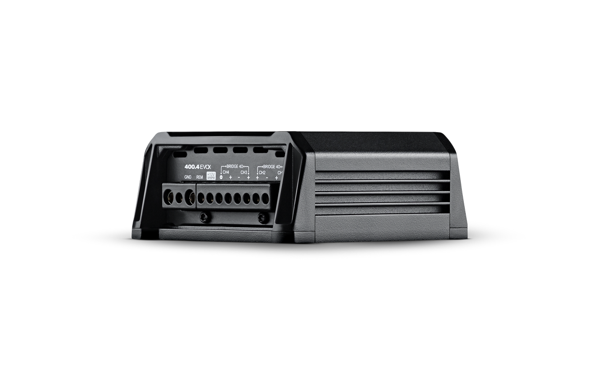 Soundigital 400.2 EVOX 4 ohm - galinė panelė su jungtimis ir aušinimo briaunomis