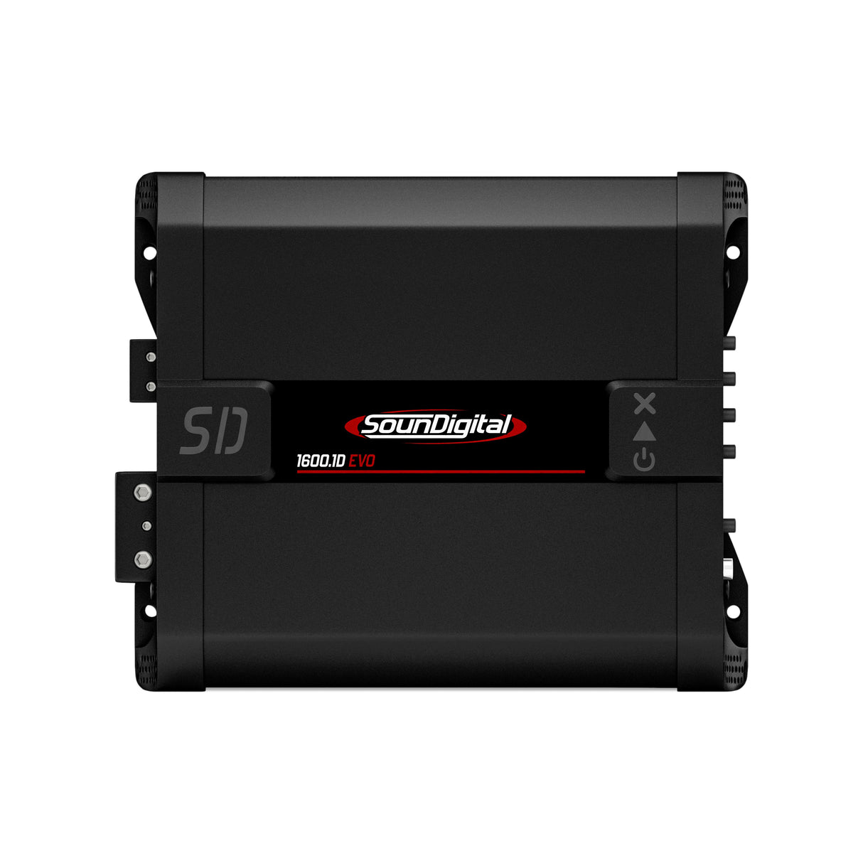 Soundigital SD1600.1D Evo2 - 4ohm - šoninis vaizdas su logotipais ir mygtukais