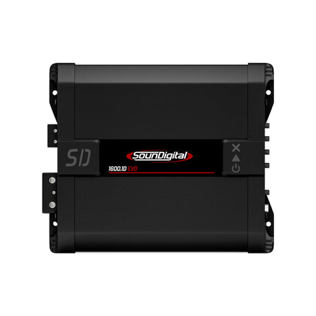 Soundigital SD1600.1D Evo2 - 4ohm - šoninis vaizdas su logotipais ir mygtukais