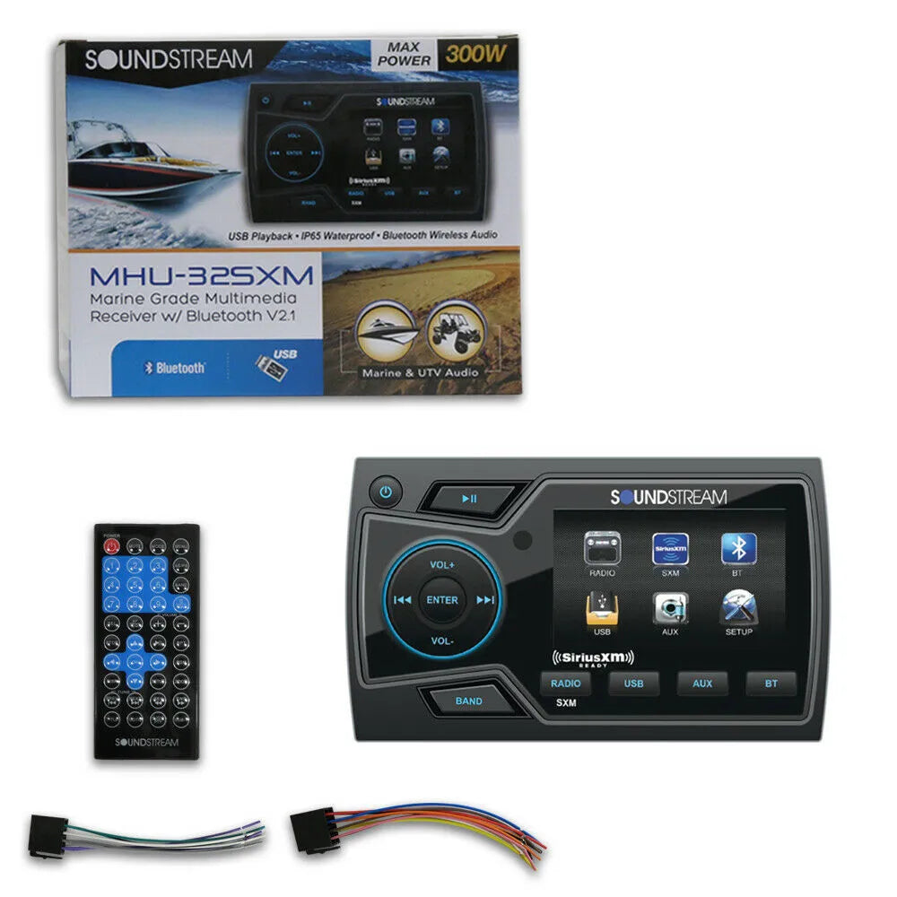 Soundstream MHU-32SXM, 3.2" Marine multimedija su USB, Bluetooth, 3 zonų audio išėjimais
