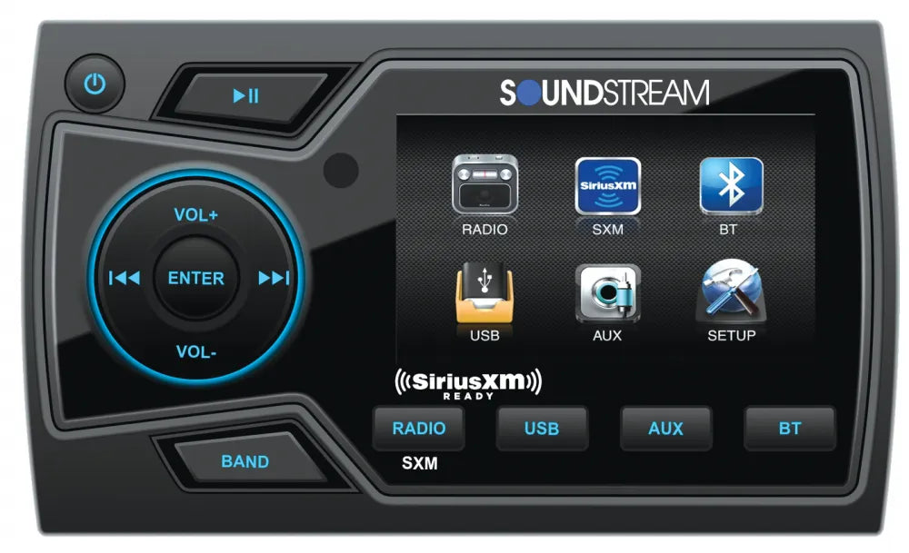 Soundstream MHU-32SXM, 3.2" Marine multimedija su USB, Bluetooth, 3 zonų audio išėjimais