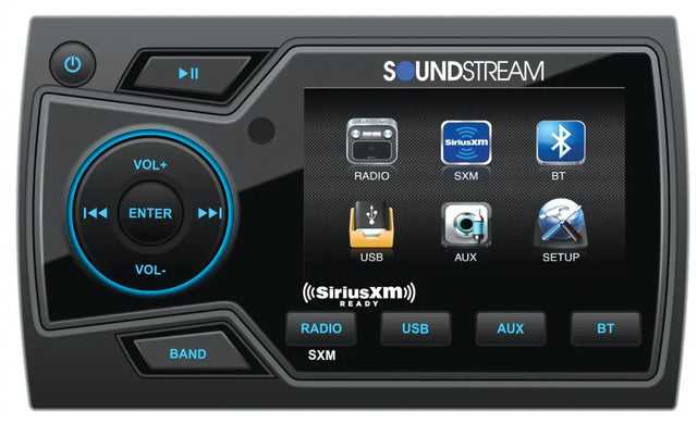 Soundstream MHU-32SXM, 3.2" Marine multimedija su USB, Bluetooth, 3 zonų audio išėjimais