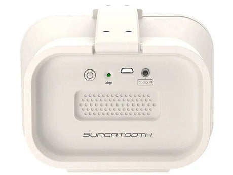 SuperTooth D4 Sand belaidė nešiojama buitinė Bluetooth kolonėlė - galinė panelė su jungtimis ir mygtukais