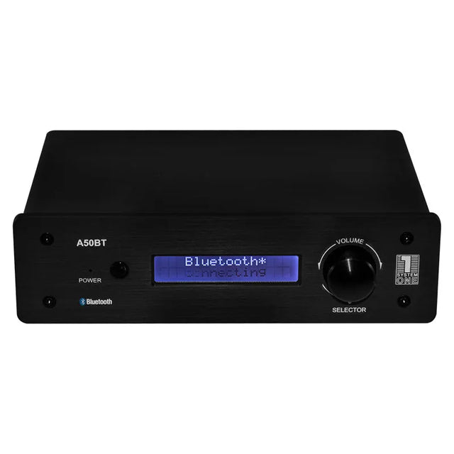 System One A50BT - ypač kompaktiškas Bluetooth stereo stiprintuvas