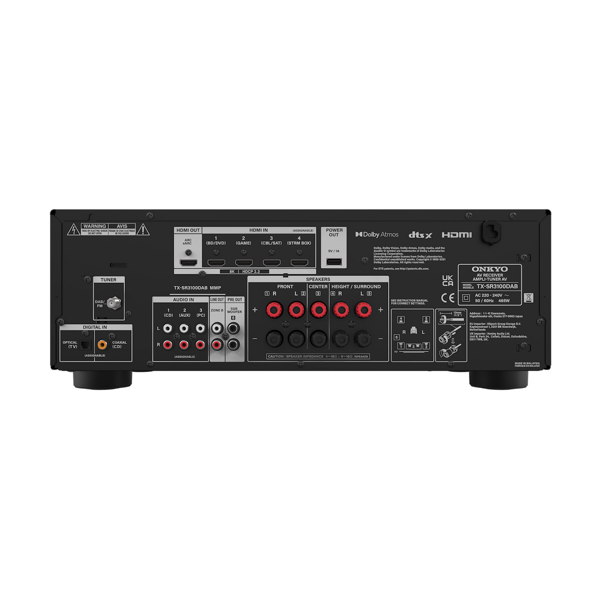 Onkyo TX-SR3100, 5.2 kanalo namų kino stiprintuvas su Dolby Atmos, DTS:X