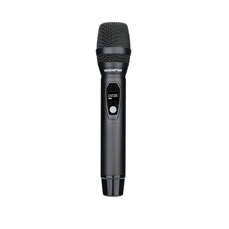 Takstar TS-K302, belaidžiai mikrofonai karaokei ir renginiams - ekranėlis su kanalo numeriu ir mygtukas
