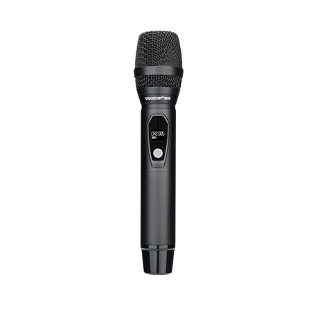 Takstar TS-K302, belaidžiai mikrofonai karaokei ir renginiams - ekranėlis su kanalo numeriu ir mygtukas