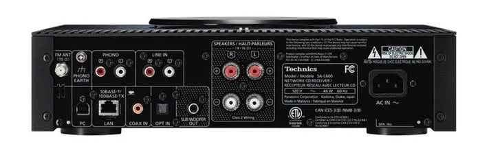 Technics SA-C600, aukščiausios klasės tinklo grotuvas su CD ir skaitmeniniu stiprintuvu - galinė panelė su daugybe jungčių