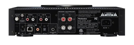 Technics SA-C600, aukščiausios klasės tinklo grotuvas su CD ir skaitmeniniu stiprintuvu - galinė panelė su daugybe jungčių