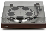 Thorens TD 404 DD, patefonas - Medinis pagrindas su prekės ženklu ir mygtukais
